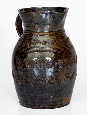 Fine Alabama Stoneware Pitcher w/ Incised Decoration, second half 19th century