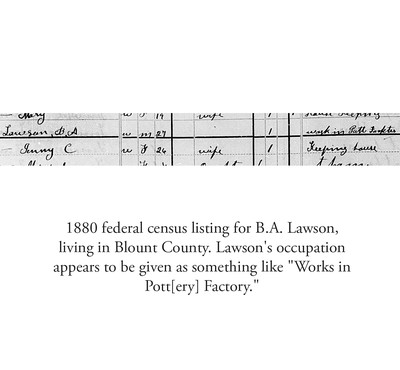 Very Rare B.A. LAWSON 1872 Salt-Glazed Stoneware Jar, probably Grindstaff Pottery, Blount County, TN
