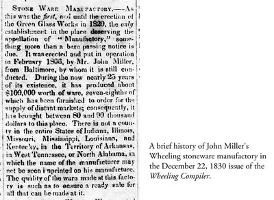Extremely Rare J. MILLER / WHEELING, VA Two-Gallon Stoneware Pitcher