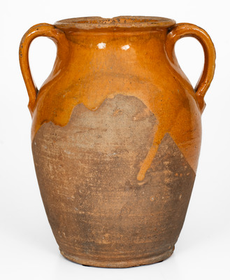 Attrib. Mottern Pottery, Carter County, TN Open-Handled Redware Jar