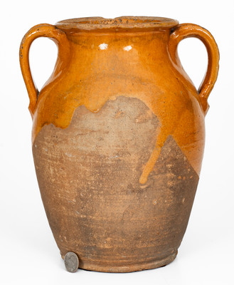 Attrib. Mottern Pottery, Carter County, TN Open-Handled Redware Jar