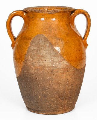 Attrib. Mottern Pottery, Carter County, TN Open-Handled Redware Jar