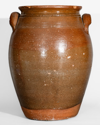 Very Rare attrib. Mottern Pottery, Carter County, Tenn. Redware Jar w/ Manganese Slip Floral Decoration