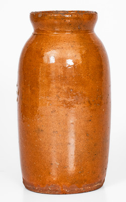 Rare Dated 1870 Redware Canning Jar attrib. Mottern Pottery, Carter County, Tennessee