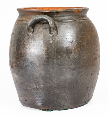 Very Rare attrib. Mottern Pottery, Carter County, Tenn. Stoneware Jar w/ White-Slip Heart Decoration