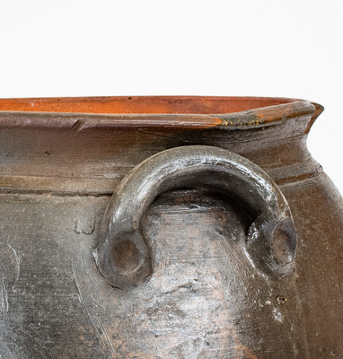 Very Rare attrib. Mottern Pottery, Carter County, Tenn. Stoneware Jar w/ White-Slip Heart Decoration