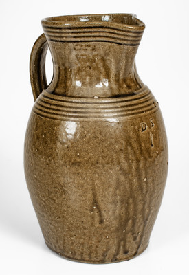 Rare DS (Daniel Seagle, Vale, North Carolina) Alkaline-Glazed Stoneware Pitcher