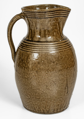 Rare DS (Daniel Seagle, Vale, North Carolina) Alkaline-Glazed Stoneware Pitcher