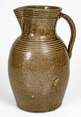 Rare DS (Daniel Seagle, Vale, North Carolina) Alkaline-Glazed Stoneware Pitcher