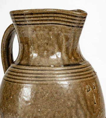 Rare DS (Daniel Seagle, Vale, North Carolina) Alkaline-Glazed Stoneware Pitcher