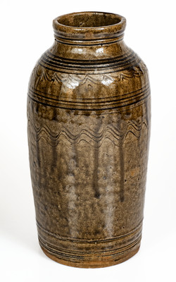 Catawba Valley, North Carolina Stoneware Jar w/ Elaborate Incised Decoration, c1850-80