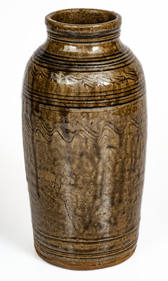 Catawba Valley, North Carolina Stoneware Jar w/ Elaborate Incised Decoration, c1850-80