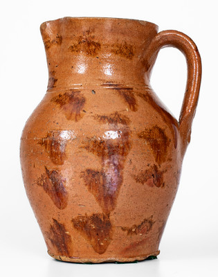 Rare Glazed Redware Pitcher w/ Daubed Iron Slip Decoration, probably Sullivan County, Tenn.