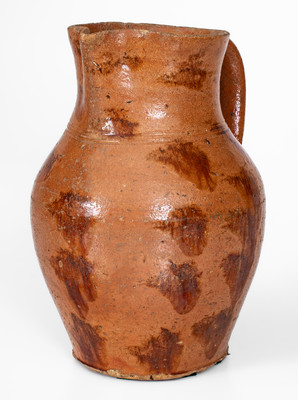 Rare Glazed Redware Pitcher w/ Daubed Iron Slip Decoration, probably Sullivan County, Tenn.