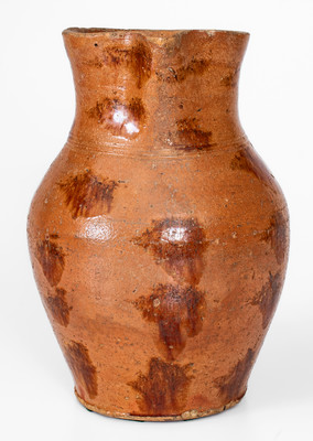Rare Glazed Redware Pitcher w/ Daubed Iron Slip Decoration, probably Sullivan County, Tenn.