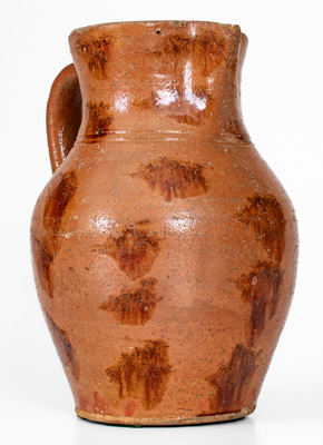 Rare Glazed Redware Pitcher w/ Daubed Iron Slip Decoration, probably Sullivan County, Tenn.