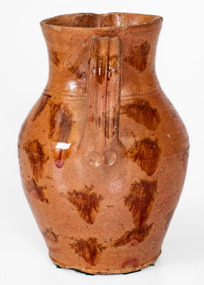 Rare Glazed Redware Pitcher w/ Daubed Iron Slip Decoration, probably Sullivan County, Tenn.
