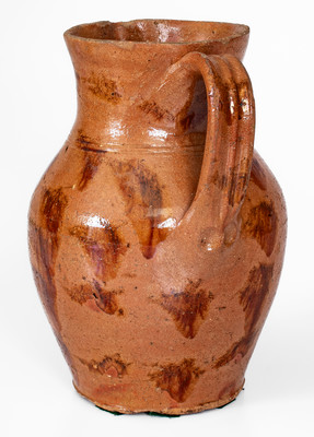 Rare Glazed Redware Pitcher w/ Daubed Iron Slip Decoration, probably Sullivan County, Tenn.