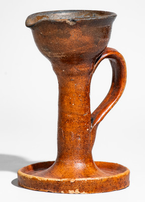 Very Rare Greene County, Tennessee Redware Grease Lamp, c1840-1880