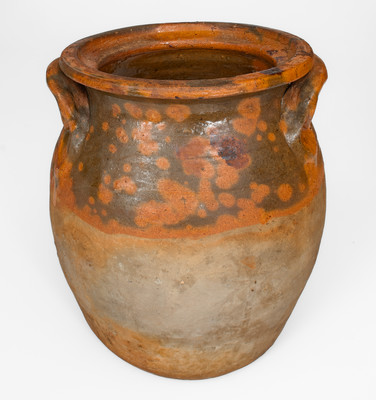 Rare attrib. Nathan Dicks, Randolph County, NC Redware Jar w/ Lid, c1875-1910