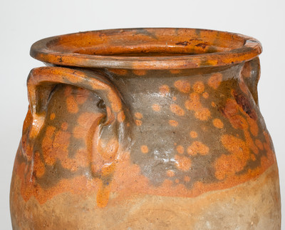 Rare attrib. Nathan Dicks, Randolph County, NC Redware Jar w/ Lid, c1875-1910