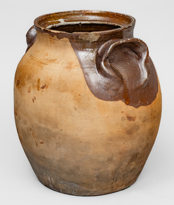 Very Rare Piedmont Region of North Carolina Redware Jar w/ Decorative Handles, possibly Yadkin County