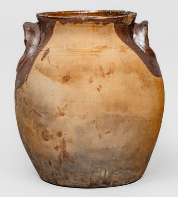 Very Rare Piedmont Region of North Carolina Redware Jar w/ Decorative Handles, possibly Yadkin County