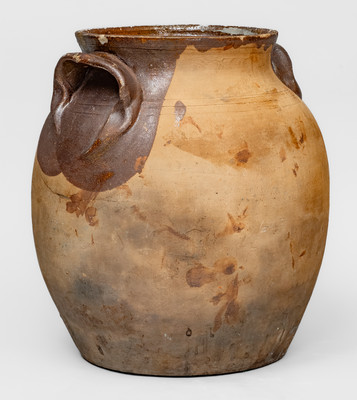 Very Rare Piedmont Region of North Carolina Redware Jar w/ Decorative Handles, possibly Yadkin County
