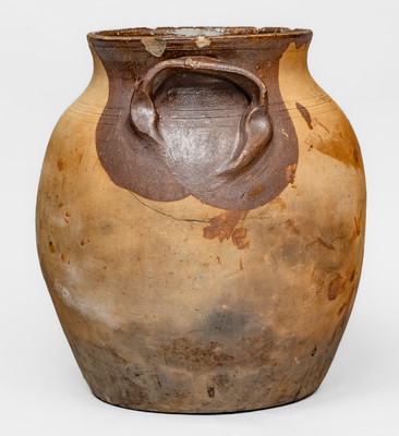 Very Rare Piedmont Region of North Carolina Redware Jar w/ Decorative Handles, possibly Yadkin County