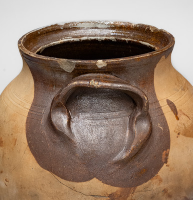 Very Rare Piedmont Region of North Carolina Redware Jar w/ Decorative Handles, possibly Yadkin County