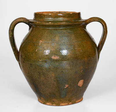 Rare Copper-Glazed Redware Jar, possibly East Tennessee, c1810-40