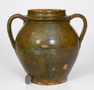 Rare Copper-Glazed Redware Jar, possibly East Tennessee, c1810-40
