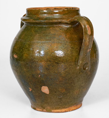 Rare Copper-Glazed Redware Jar, possibly East Tennessee, c1810-40