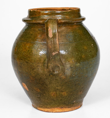 Rare Copper-Glazed Redware Jar, possibly East Tennessee, c1810-40