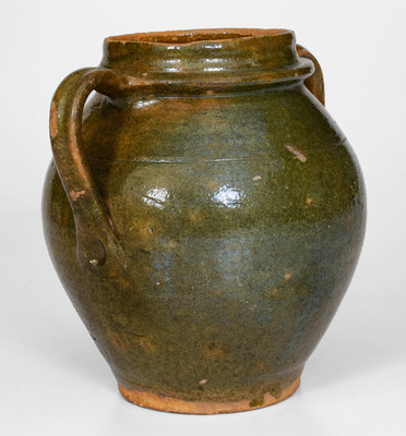 Rare Copper-Glazed Redware Jar, possibly East Tennessee, c1810-40