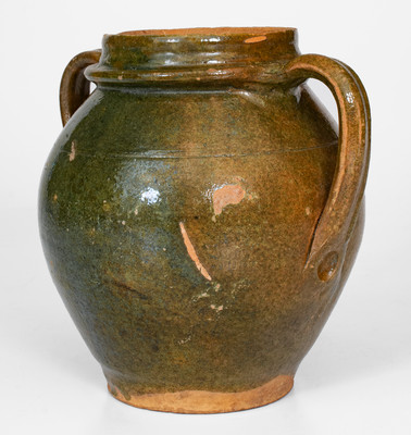Rare Copper-Glazed Redware Jar, possibly East Tennessee, c1810-40