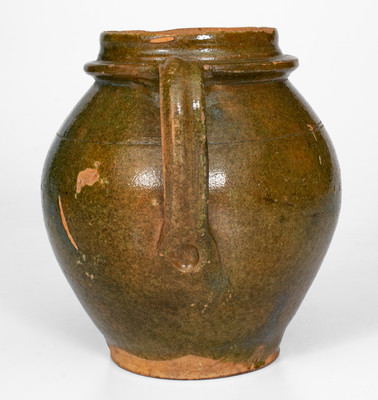 Rare Copper-Glazed Redware Jar, possibly East Tennessee, c1810-40