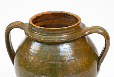 Rare Copper-Glazed Redware Jar, possibly East Tennessee, c1810-40