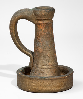 Painted Stoneware Candlestick, possibly Georgia, late 19th or early 20th century