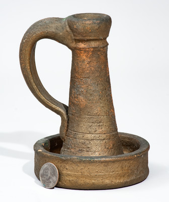 Painted Stoneware Candlestick, possibly Georgia, late 19th or early 20th century