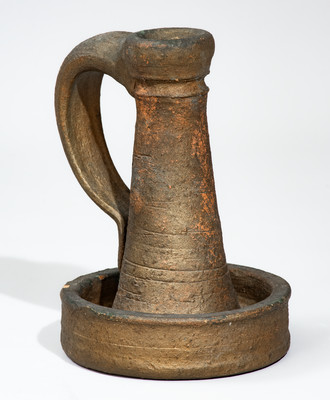 Painted Stoneware Candlestick, possibly Georgia, late 19th or early 20th century