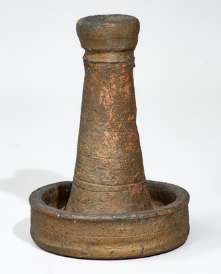 Painted Stoneware Candlestick, possibly Georgia, late 19th or early 20th century