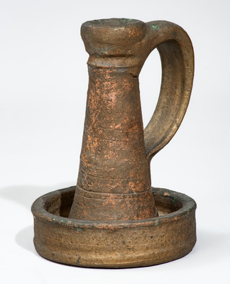 Painted Stoneware Candlestick, possibly Georgia, late 19th or early 20th century