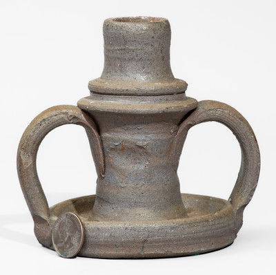 Unusual Salt-Glazed Middle Tenn. Stoneware Candlestick, late 19th or early 20th century