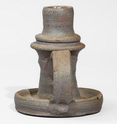 Unusual Salt-Glazed Middle Tenn. Stoneware Candlestick, late 19th or early 20th century