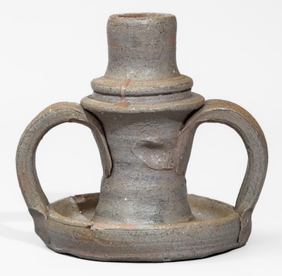 Unusual Salt-Glazed Middle Tenn. Stoneware Candlestick, late 19th or early 20th century