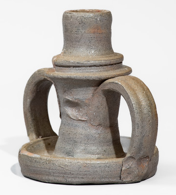 Unusual Salt-Glazed Middle Tenn. Stoneware Candlestick, late 19th or early 20th century