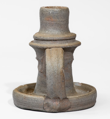 Unusual Salt-Glazed Middle Tenn. Stoneware Candlestick, late 19th or early 20th century