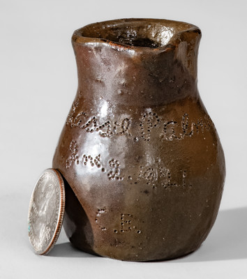Rare Miniature Putnam County, TN Stoneware Presentation Pitcher, "Lassie Palmer," 1921