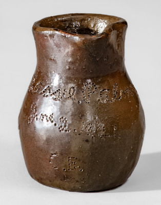 Rare Miniature Putnam County, TN Stoneware Presentation Pitcher, "Lassie Palmer," 1921